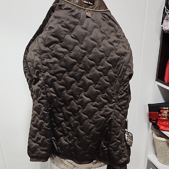 Chic Brown Removable Collar Leather Jacket - Picture 8 of 9